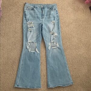 American Eagle Outfitters Light Blue High Rise flair curvy